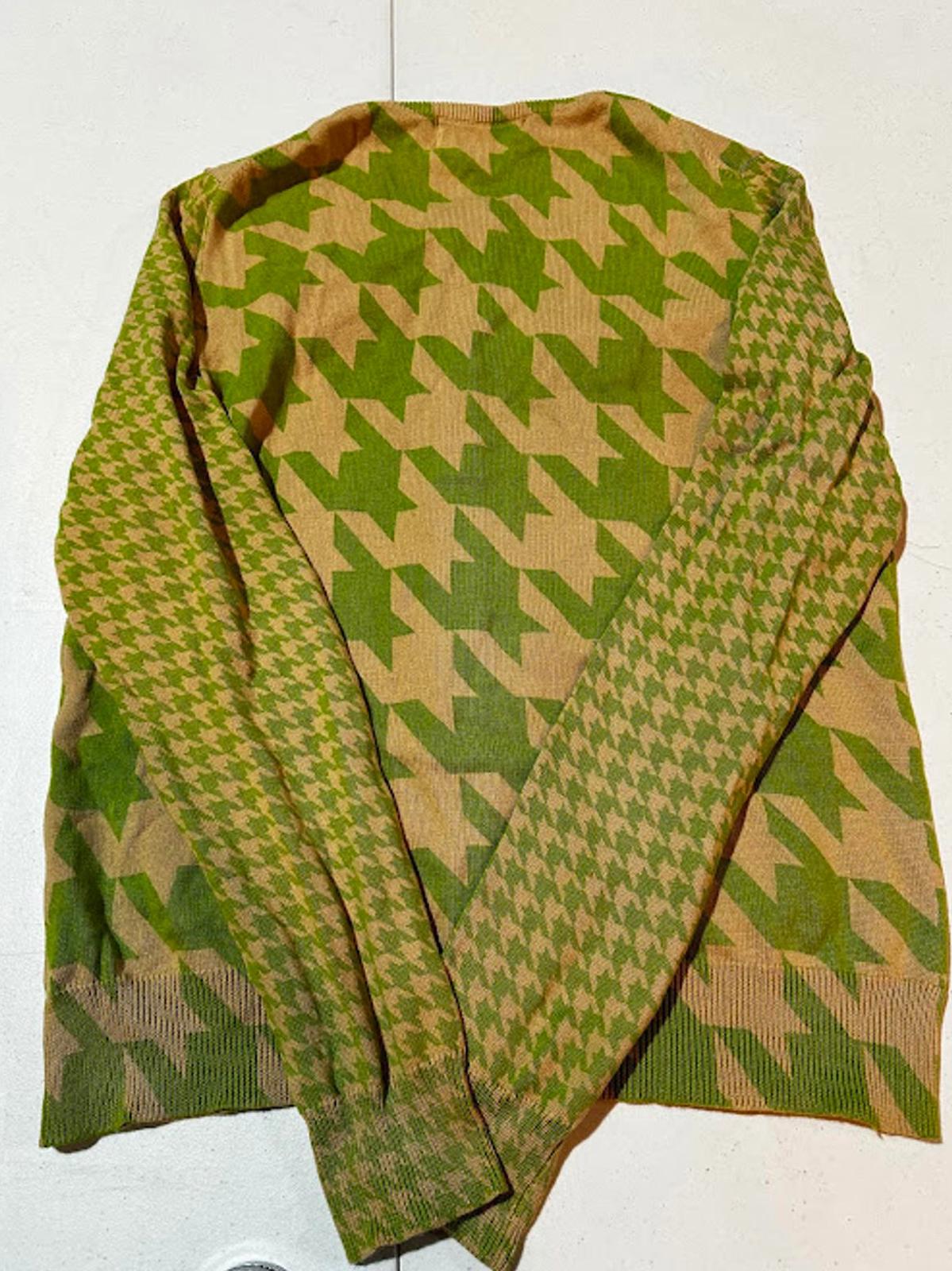 Isaac Mizrahi Houndstooth Graphic Knit Cardigan L