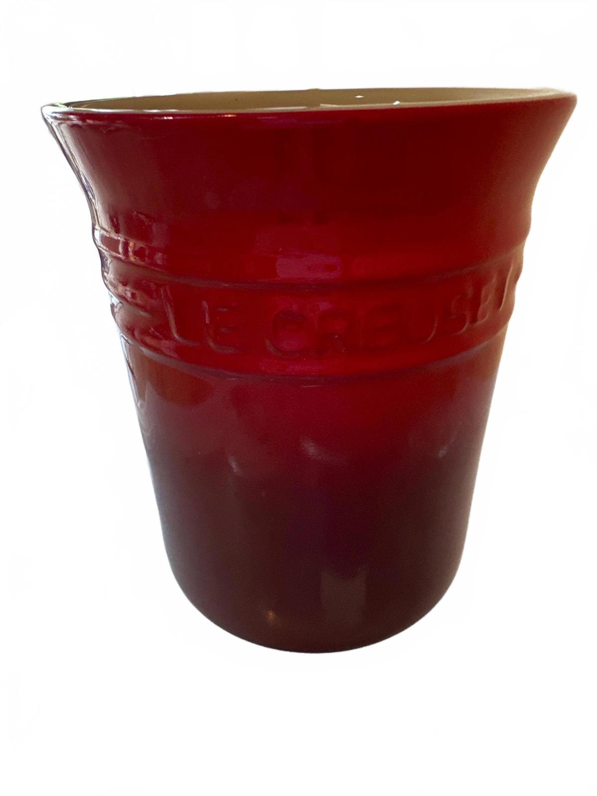 Le Creuset Medium Stoneware Utensil Crock – Cherry Red Cerise – 6” Tall Kitchen Organizer