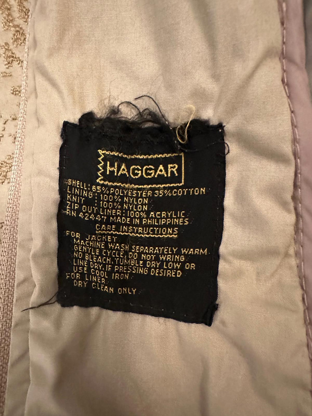 Vintage Haggar Tan Bomber Jacket Men M