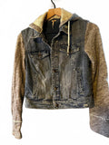Free People Distressed Denim Hoodie Jacket S