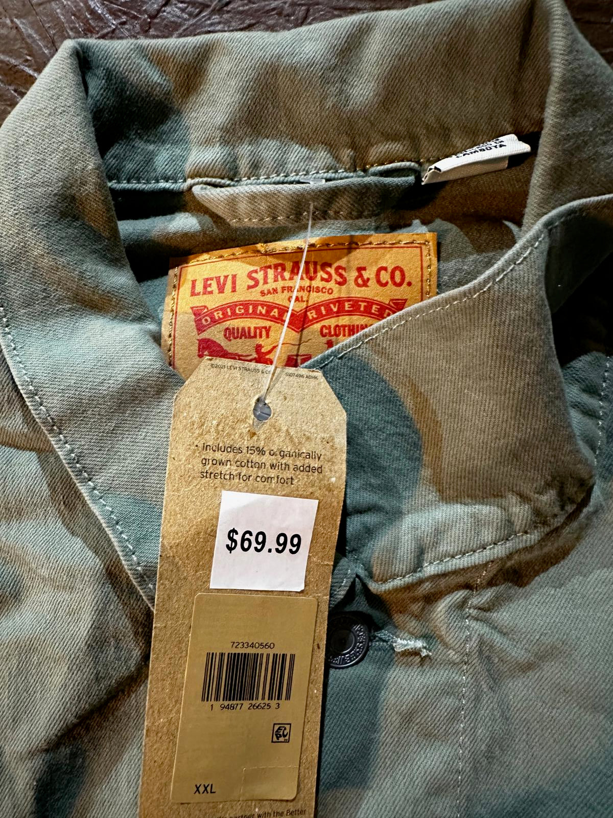 Levi’s Men’s XX Trucker Jacket – Sage Green, Size XXL