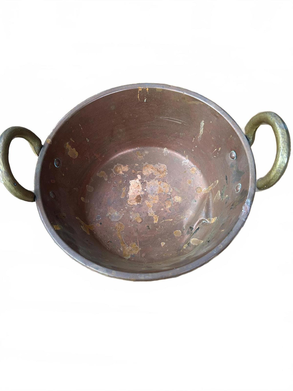 Vintage Hand-Hammered Copper Pot with Brass Handles. 8 inches x 4 inches