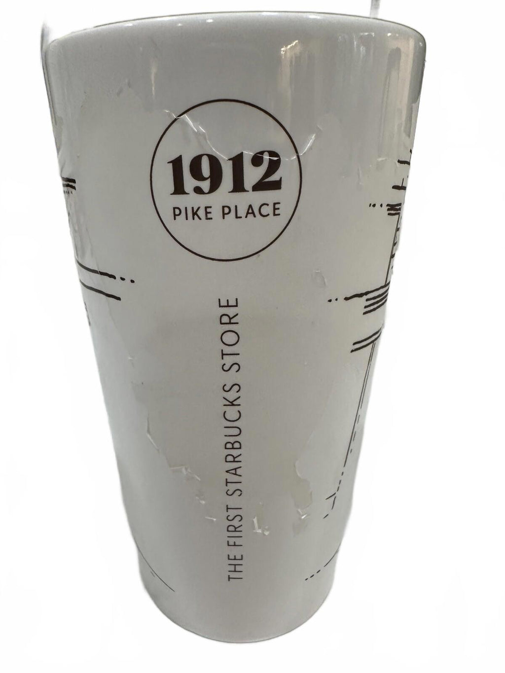 Starbucks First Store Pike Place 12 oz Ceremic Coffee Tumbler New Home 2021