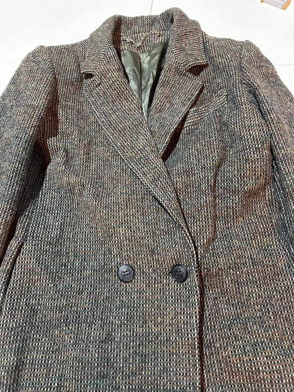 Vintage Tweed Wool Long Coat Belted Women’s Small