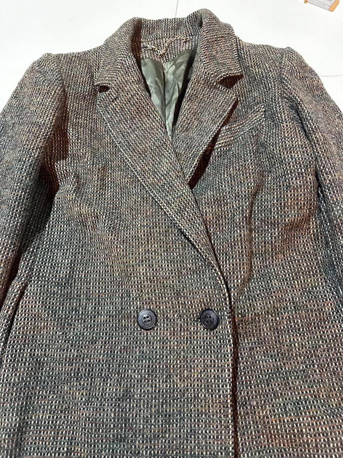 Vintage Tweed Wool Long Coat Belted Women’s Small
