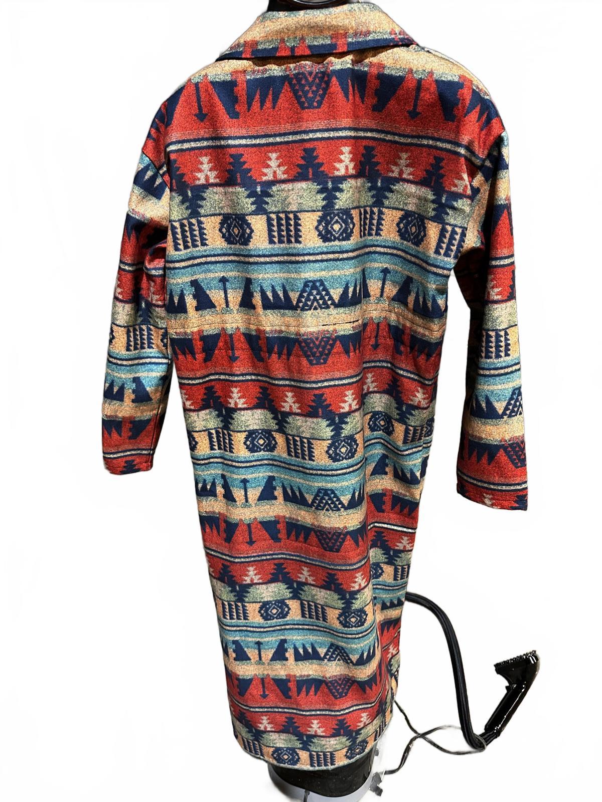 Southwestern Aztec Belted Coat Wool BlendJacket Size L – Pendleton Style 90s