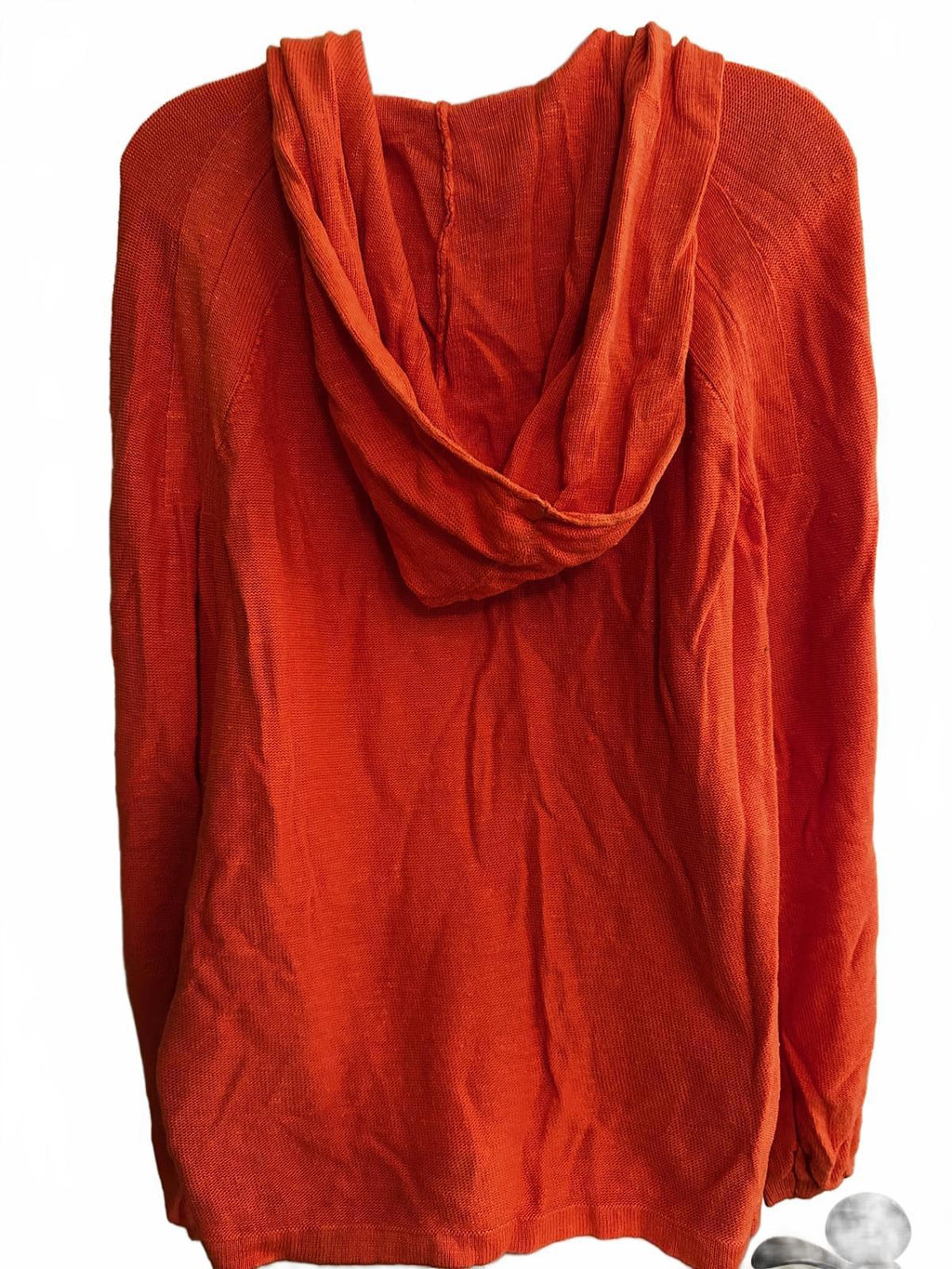 Free People Orange Knit Hooded Pullover Sweater M
