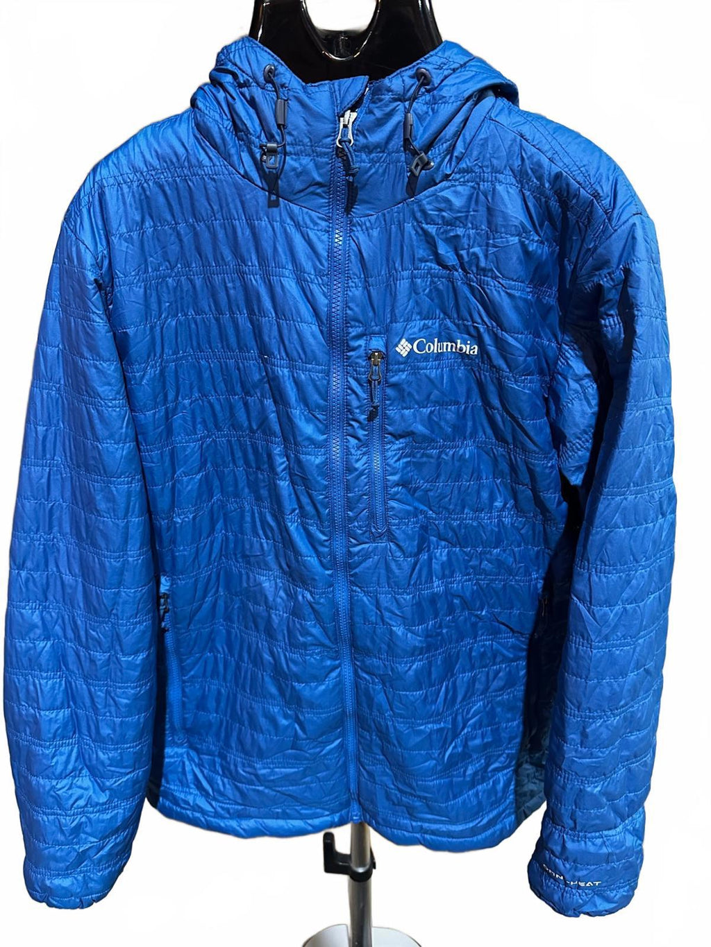 Columbia Blue Omni-Heat Hooded Jacket Men L Light Insulated