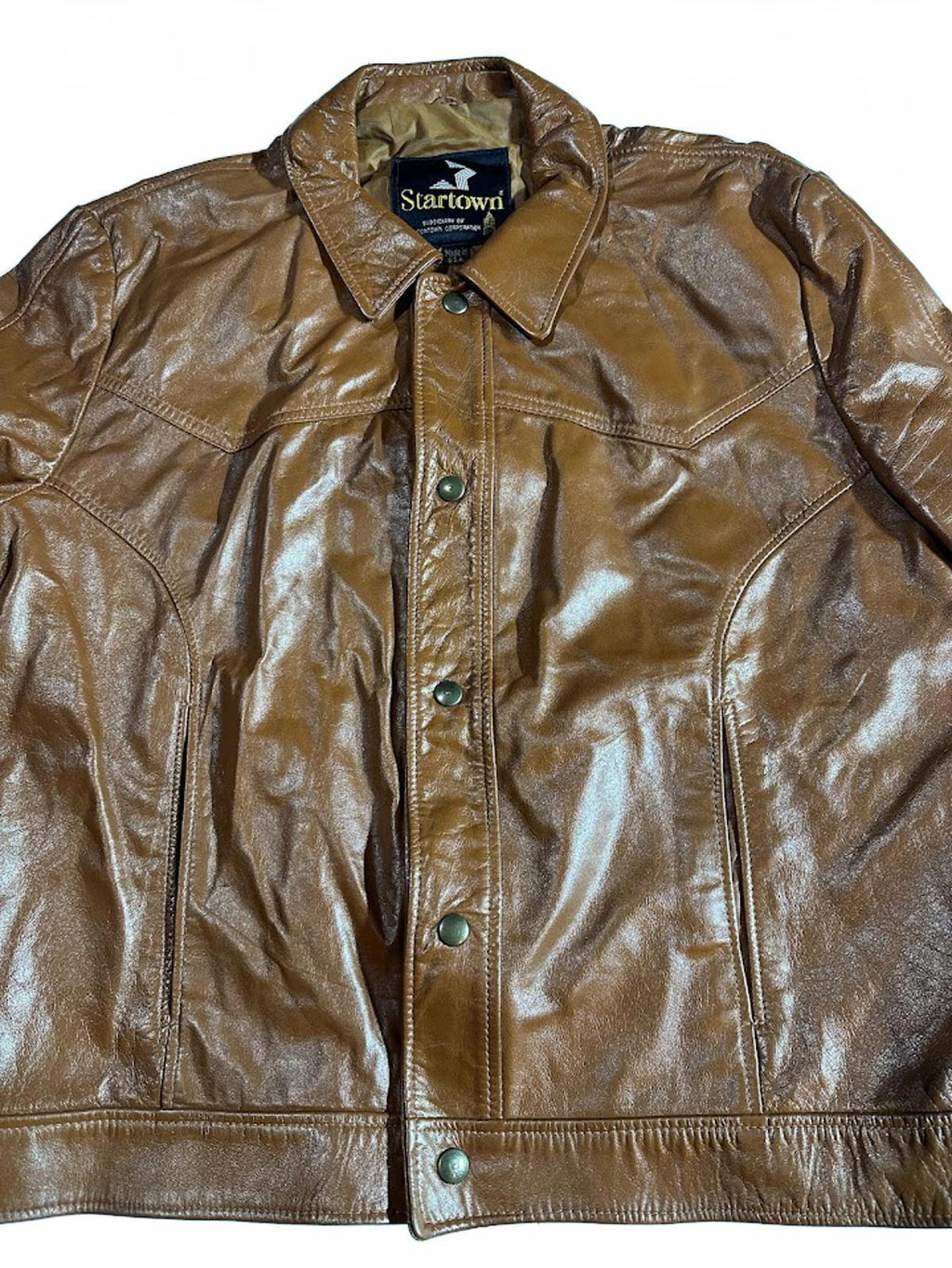 Vintage Startown Brown Leather Jacket Made USA 70s 80s