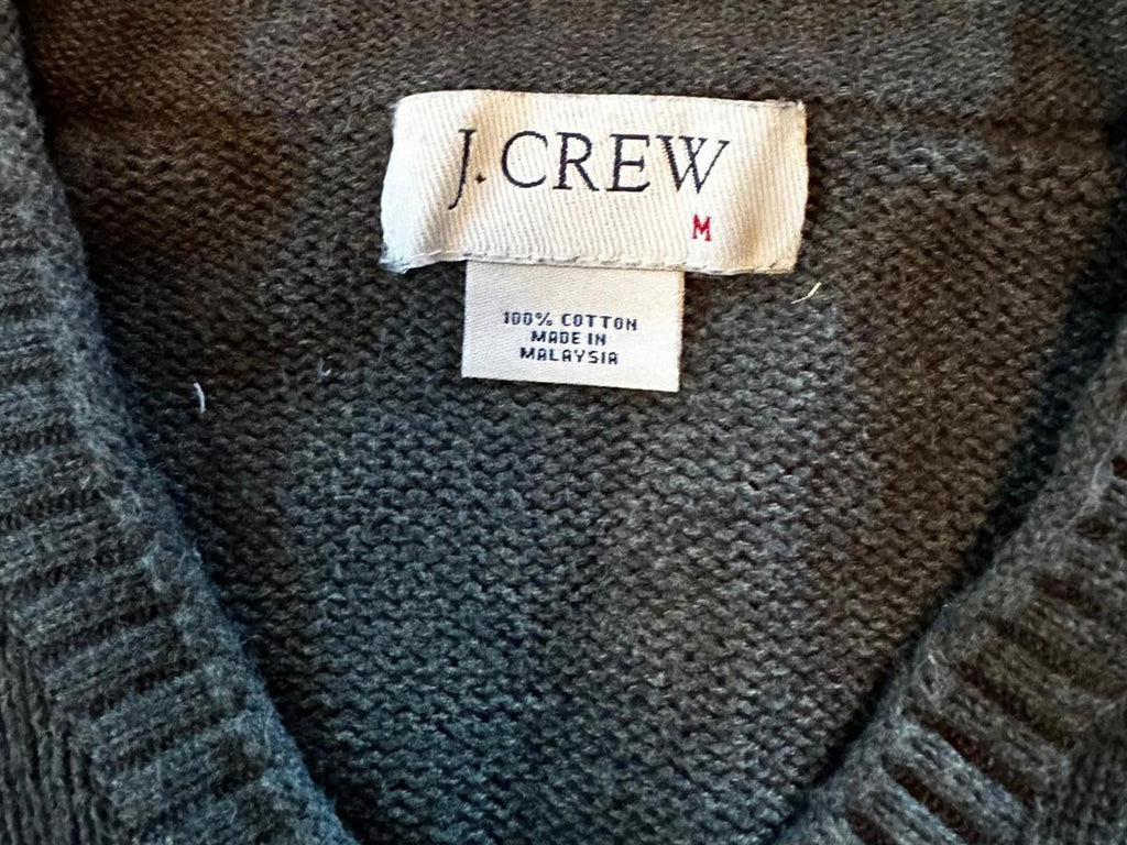 J.Crew Olive Green Cotton V-Neck Sweater Medium