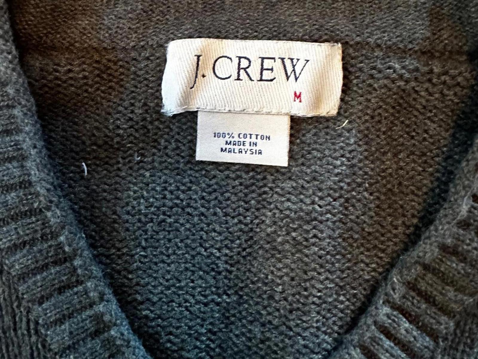 J.Crew Olive Green Cotton V-Neck Sweater Medium
