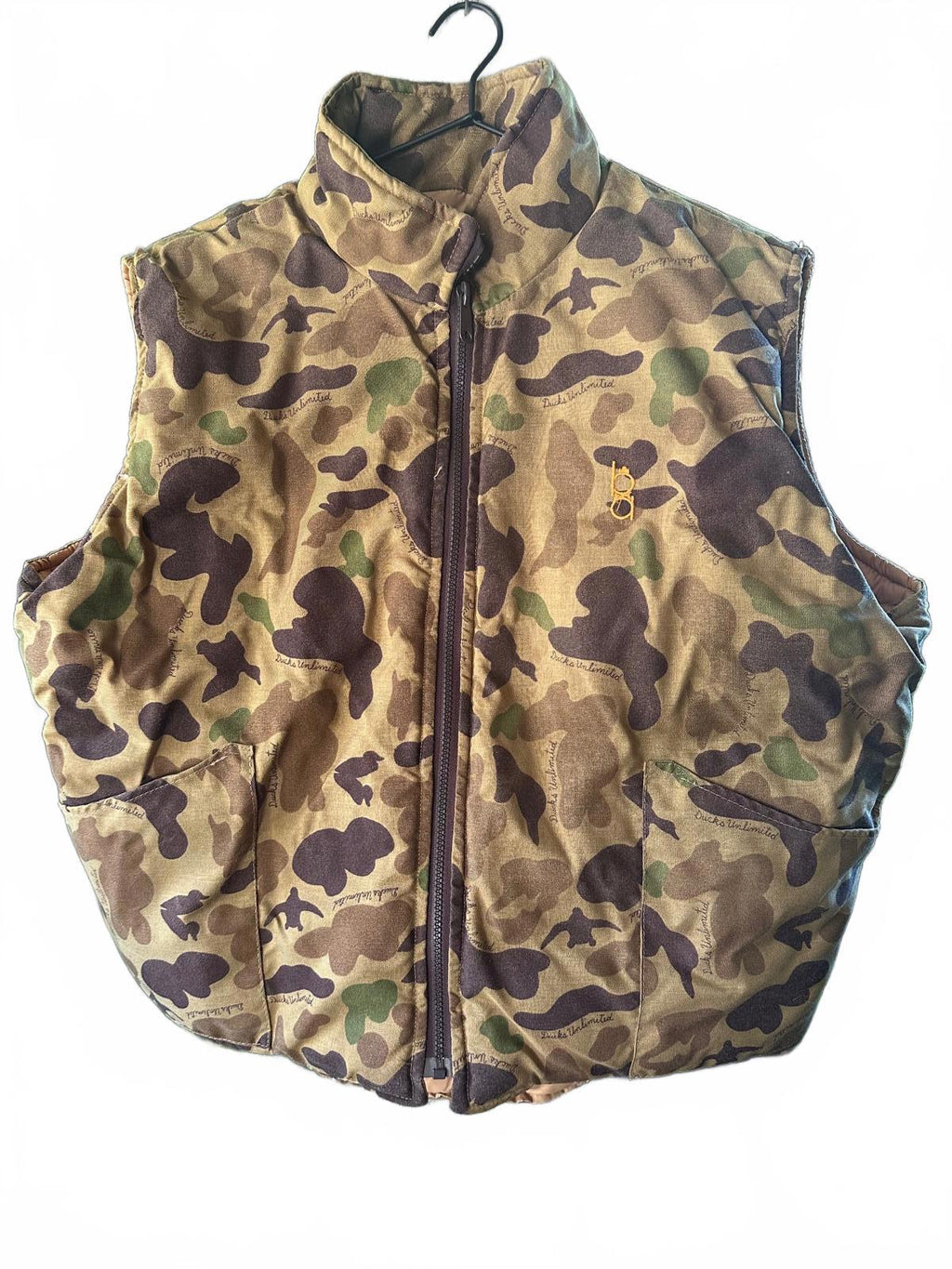 Ducks Unlimited Camo Puffer Vest Zip Front Hunting Vintage
