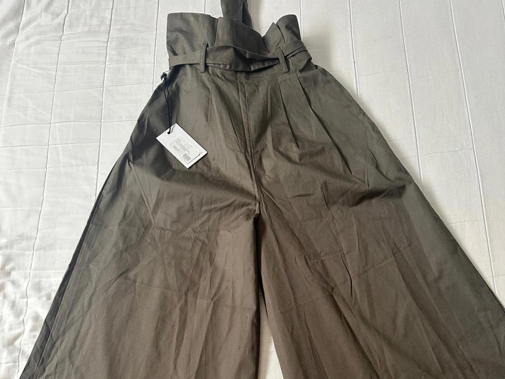 Prose & Poetry “Aiden” Wide-Leg Paper-Bag Pants – S - Olive
