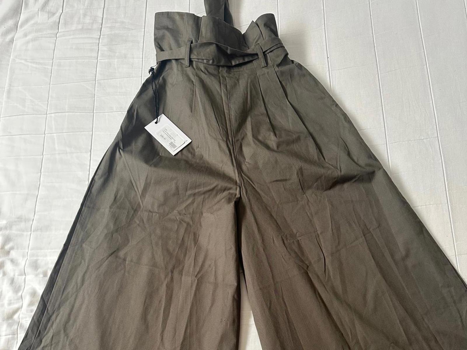 Prose & Poetry “Aiden” Wide-Leg Paper-Bag Pants – S - Olive