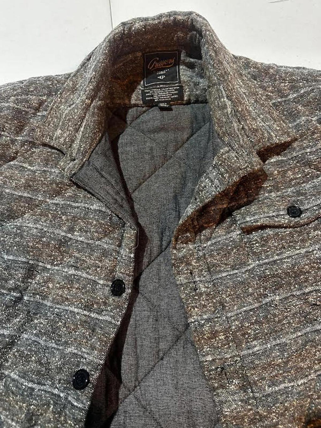 Men’s Grayers Clothiers Quilted Jacket XL Gray Button Front
