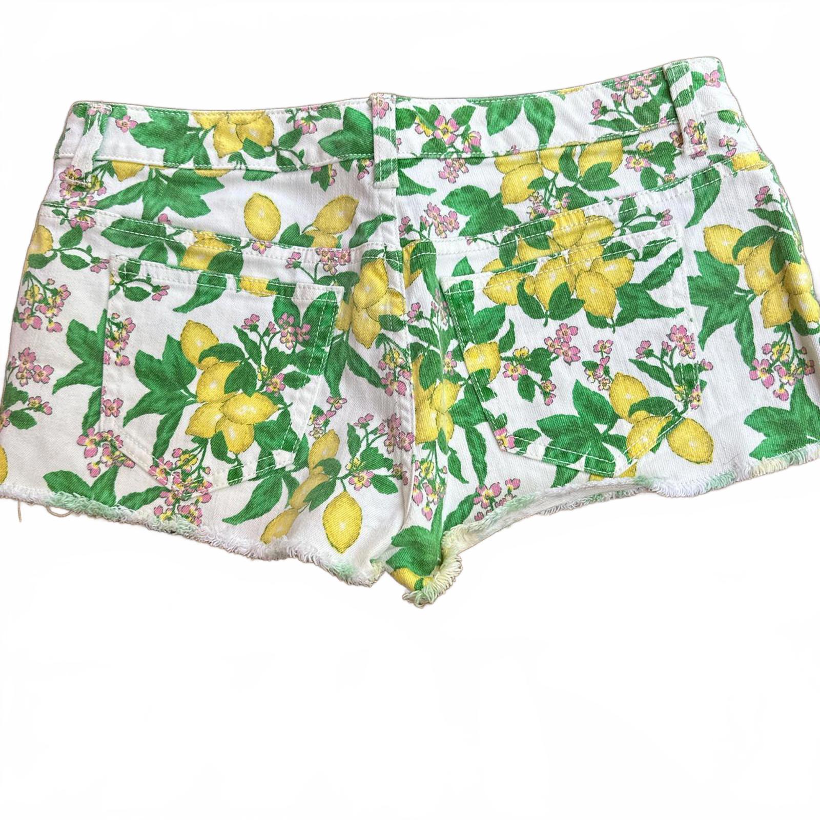 VS Pink Lemon Print Denim Cutoff Shorts Size 6
