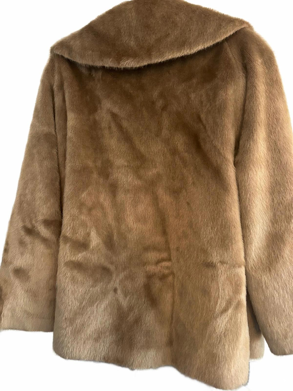 Vintage Beige Fur Coat Double-Breasted 26.5″ Length