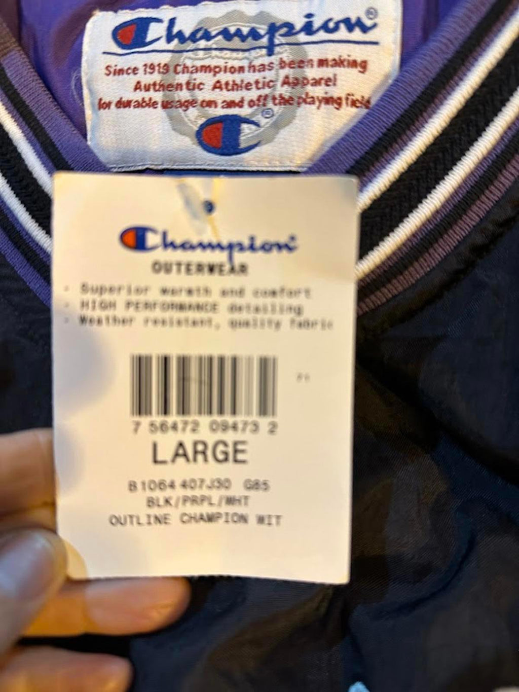 Champion V-Neck Pullover Windbreaker Jacket L