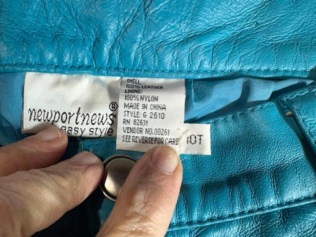 Vintage Teal Leather High Rise Pants Straight Leg 28W
