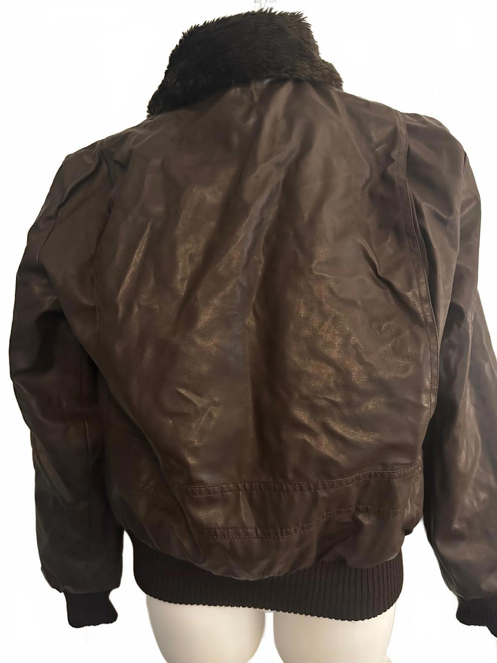 Vintage Branded Lion Faux Leather Bomber Jacket M