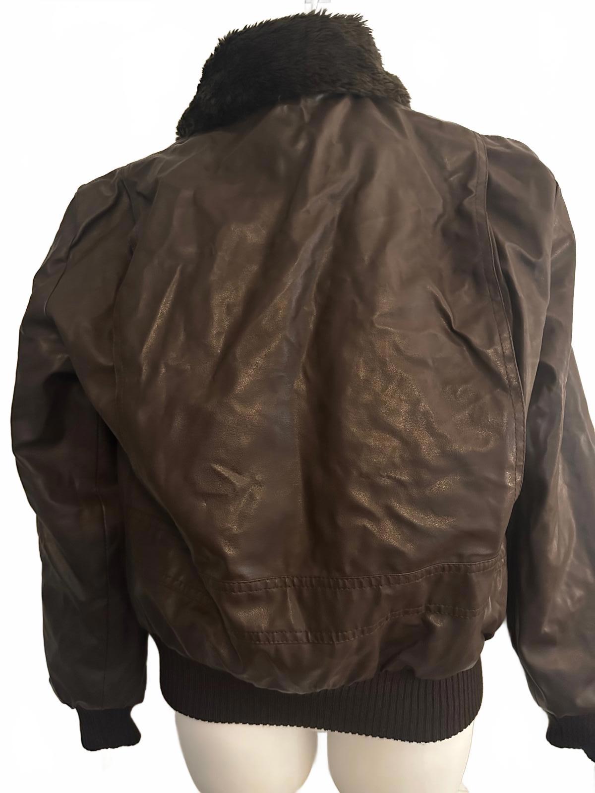 Vintage Branded Lion Faux Leather Bomber Jacket M
