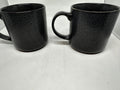 Vintage Black Speckled Stoneware Mugs –Set of 2 Heavyweight 1970s Ceramic Cups