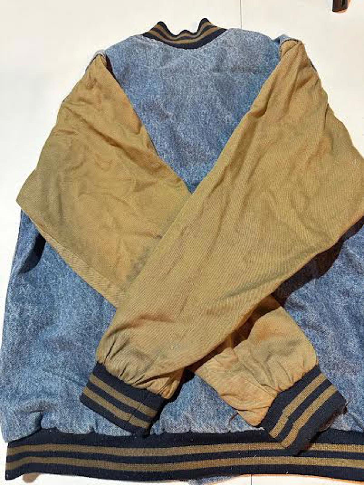 Vintage Denim Varsity Jacket Plaid Lined USA Made