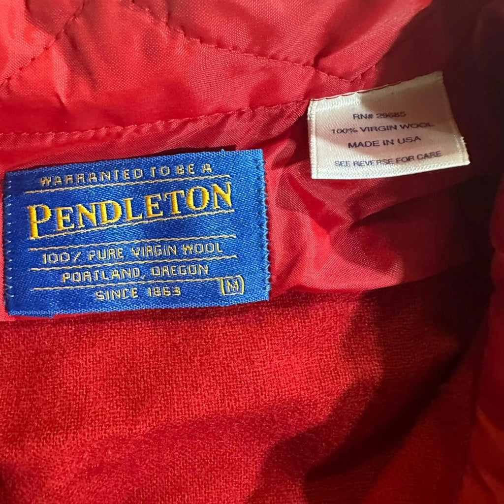 Vintage Pendleton Wool Shirt Jacket Red suede elbow patches
