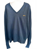 Vintage Slazenger V-Neck Sweater Sky Blue Logo Men L