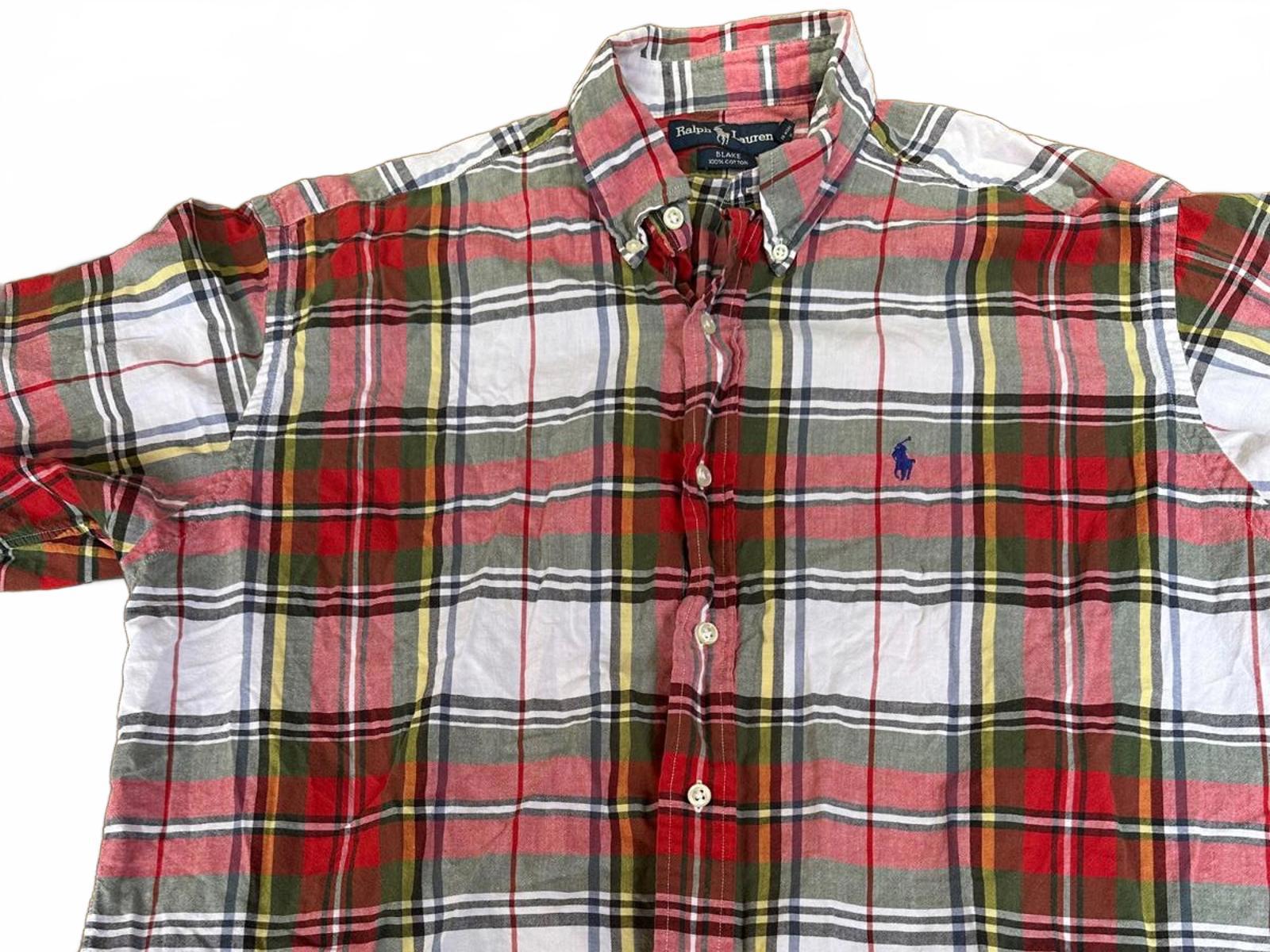 Polo Ralph Lauren Men’s Large Shirt Plaid Tartan Red Green