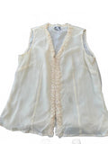 Robbie Bee Silk Ruffle Blouse Size 10 Ivory
