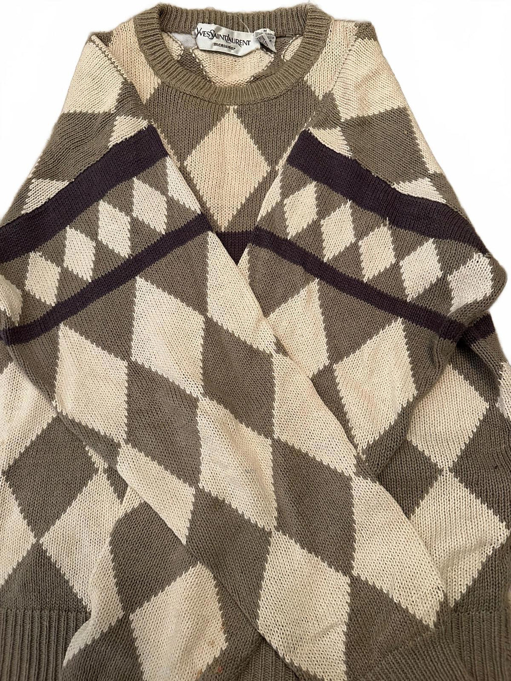 Vintage Yves Saint Laurent YSL Argyle Knit Sweater M