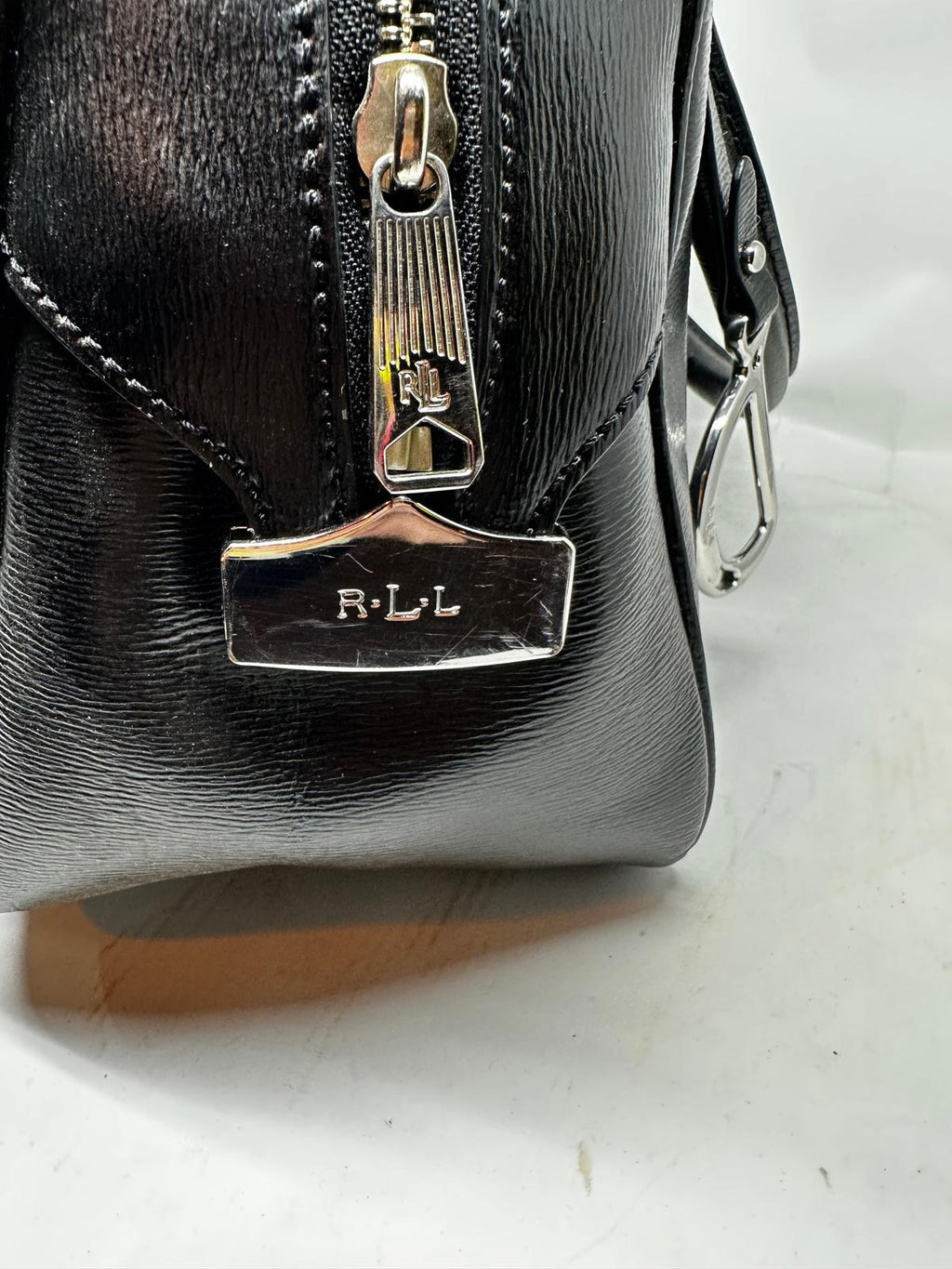 Lauren Ralph Lauren RLL Black Embossed Satchel Bag