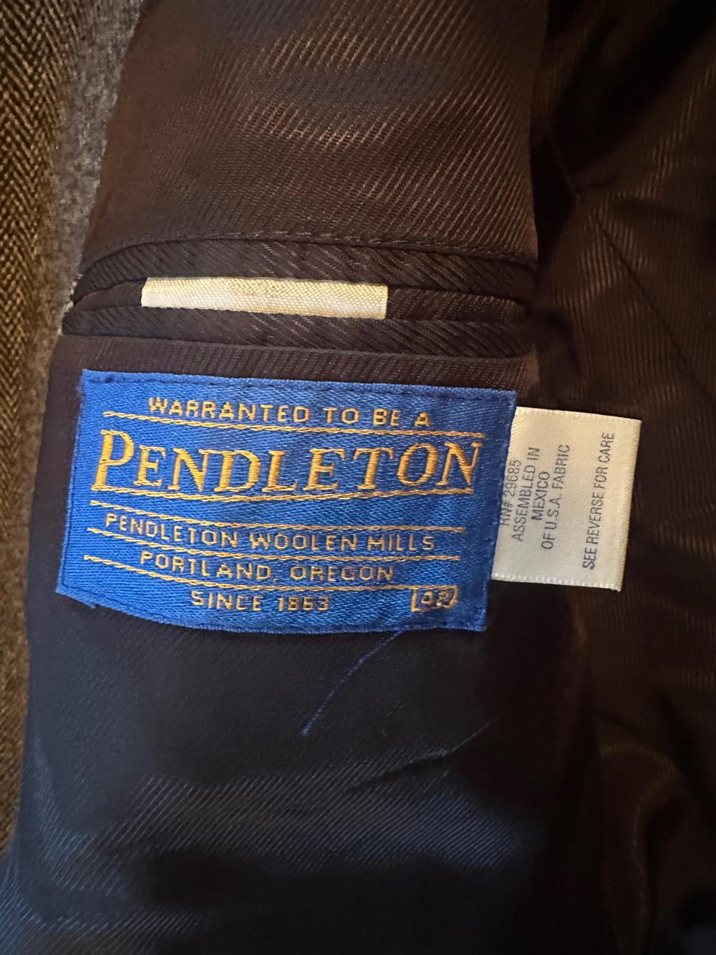Pendleton Vintage Herringbone Tweed Blazer Leather Elbows