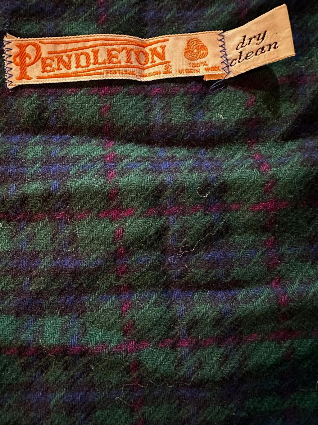 Vintage Pendleton Black Watch Wool Tartan Scarf