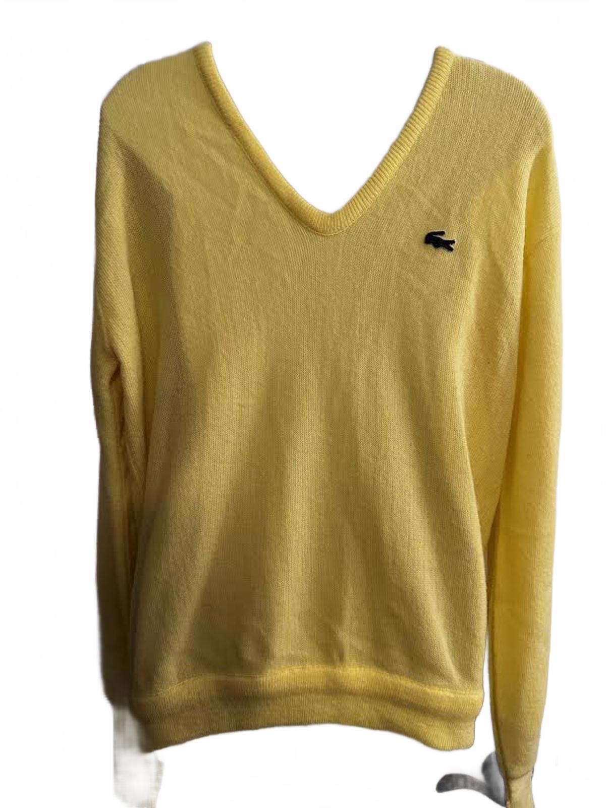 Vintage IZOD Lacoste Yellow V-Neck Cotton Sweater