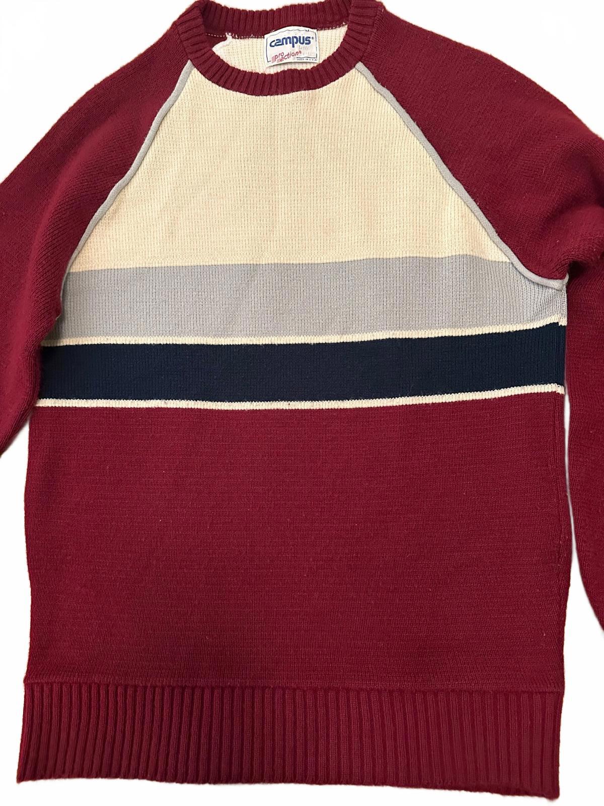 Vintage Campus Pro Action Striped Knit Sweater M