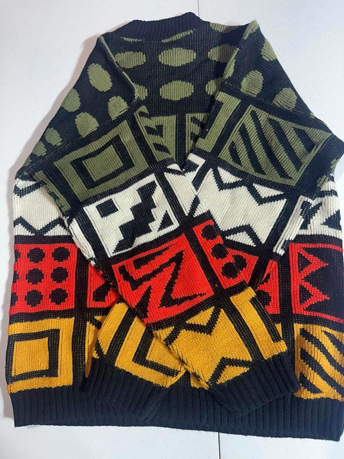 Vintage Stefano Geometric Colorblock Knit Sweater