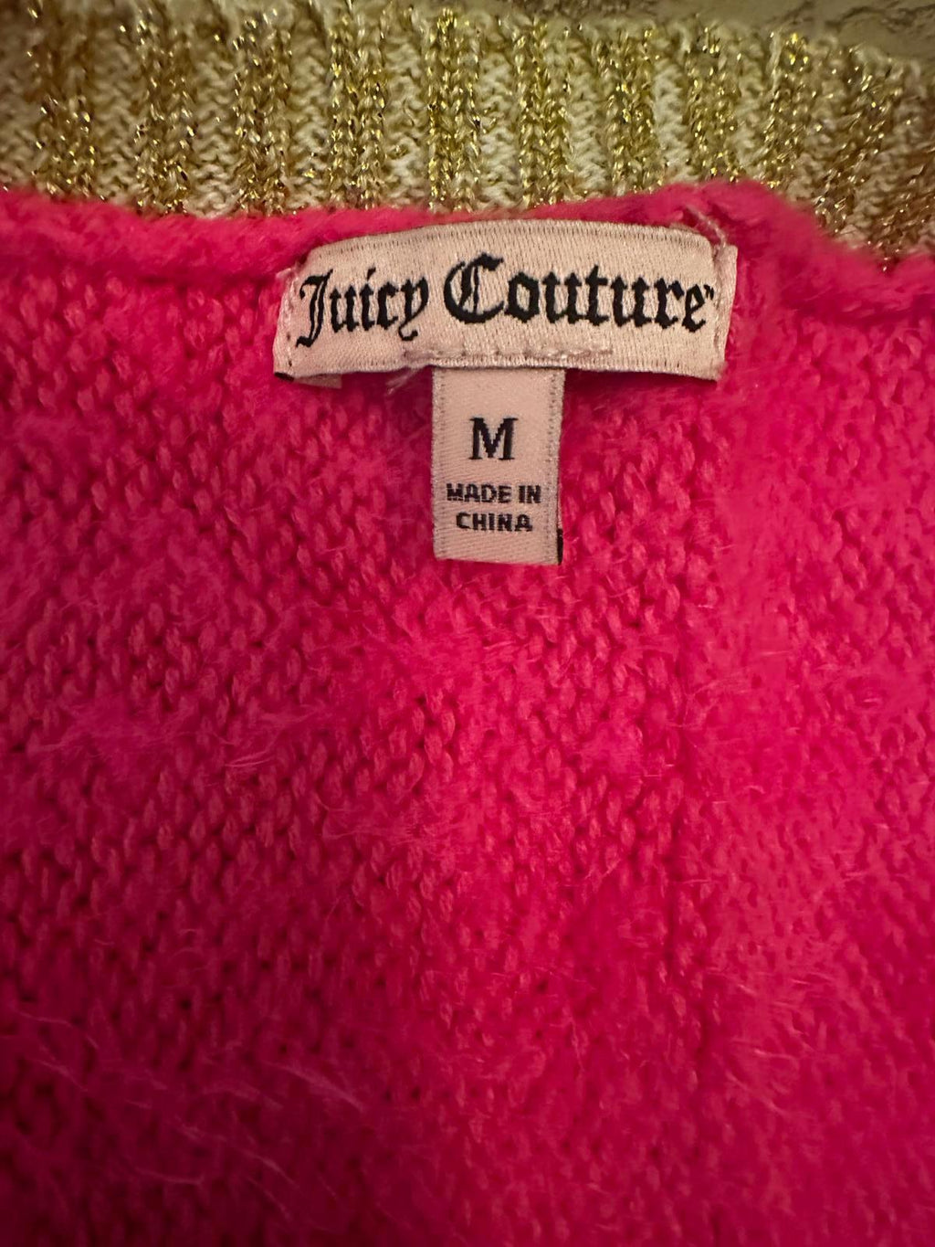 Juicy Couture Pink Gold Trim Knit Sweater M