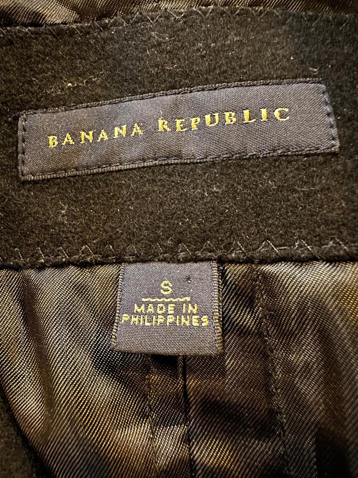 Banana Republic Wool Blend Car Coat Black Small Philippines Mid-Length Button