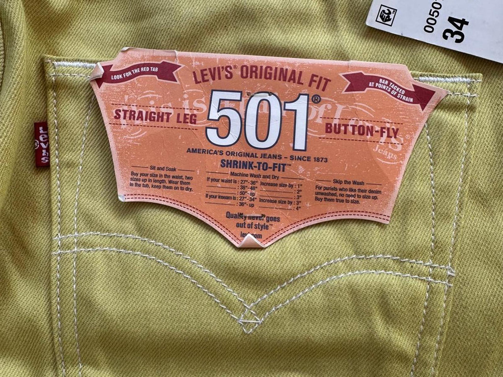 Levi’s 501 Shrink-to-Fit Jeans Mustard Yellow 34x34 – NWT
