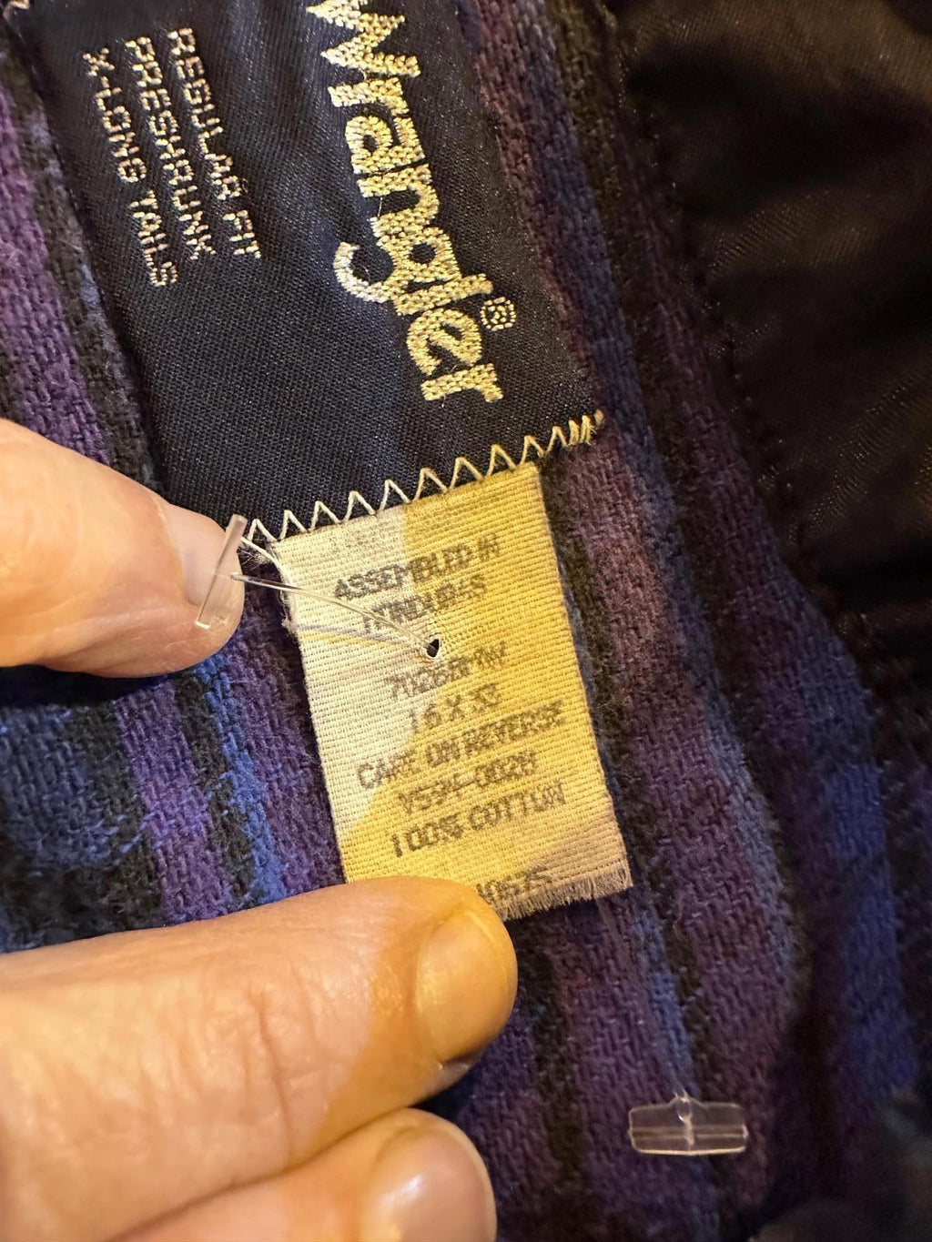 Vintage Wrangler Purple Blue Plaid Western Shirt XL