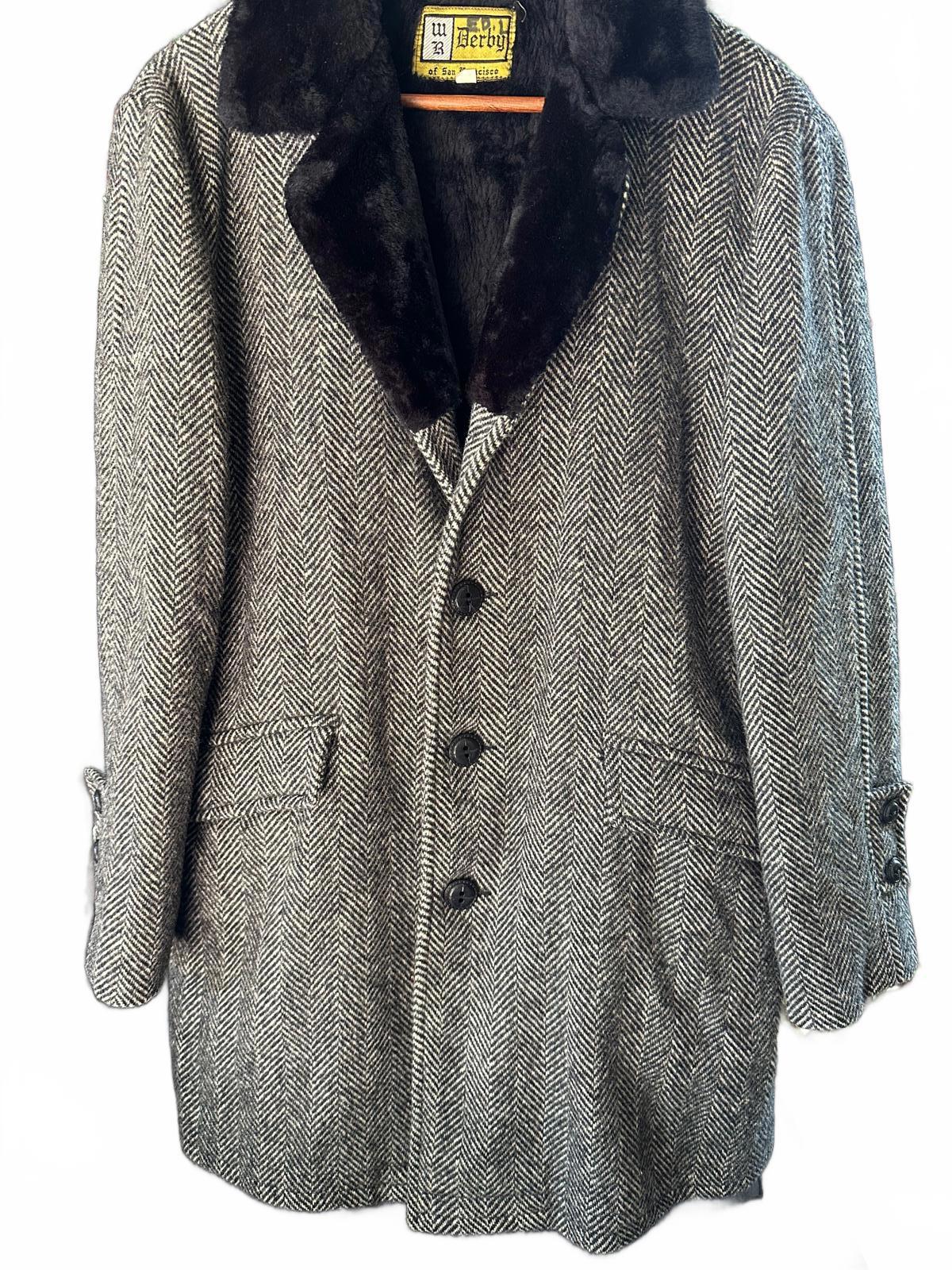 Vintage W. Derby of San Francisco Wool Herringbone Overcoat