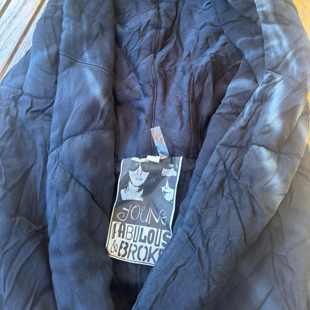 Young Fabulous & Broke Navy Draped Hoodie Jacket Size M