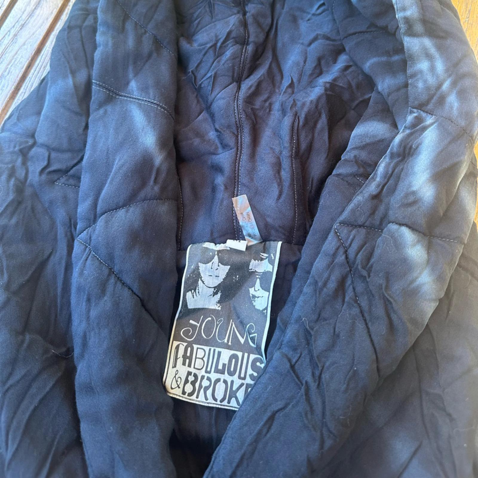 Young Fabulous & Broke Navy Draped Hoodie Jacket Size M