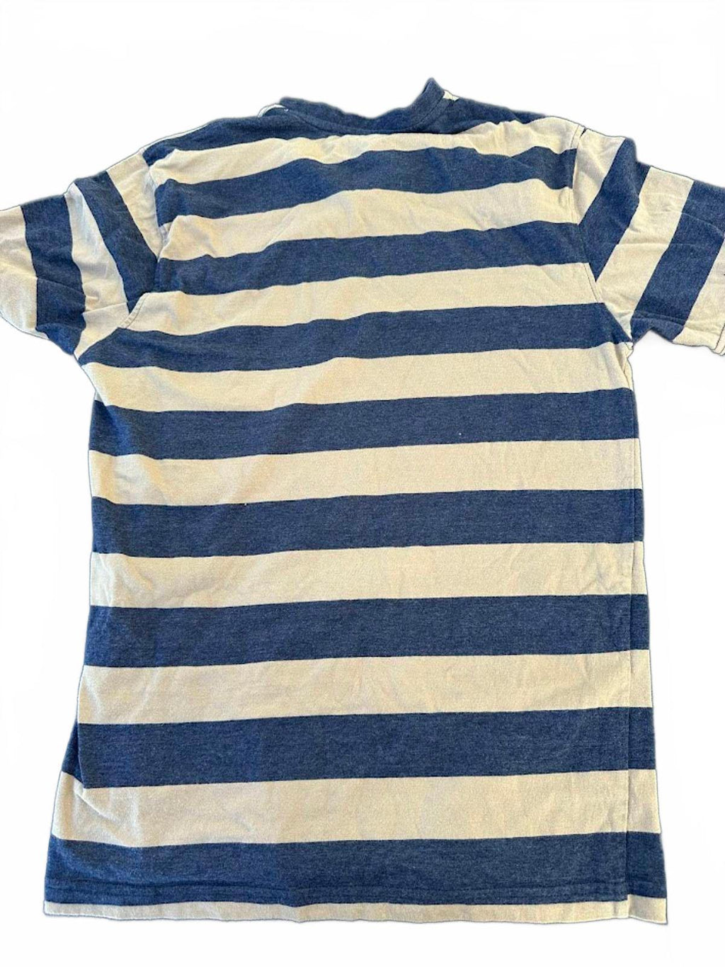 Tan and navy knit striped shirt First Draft Large
