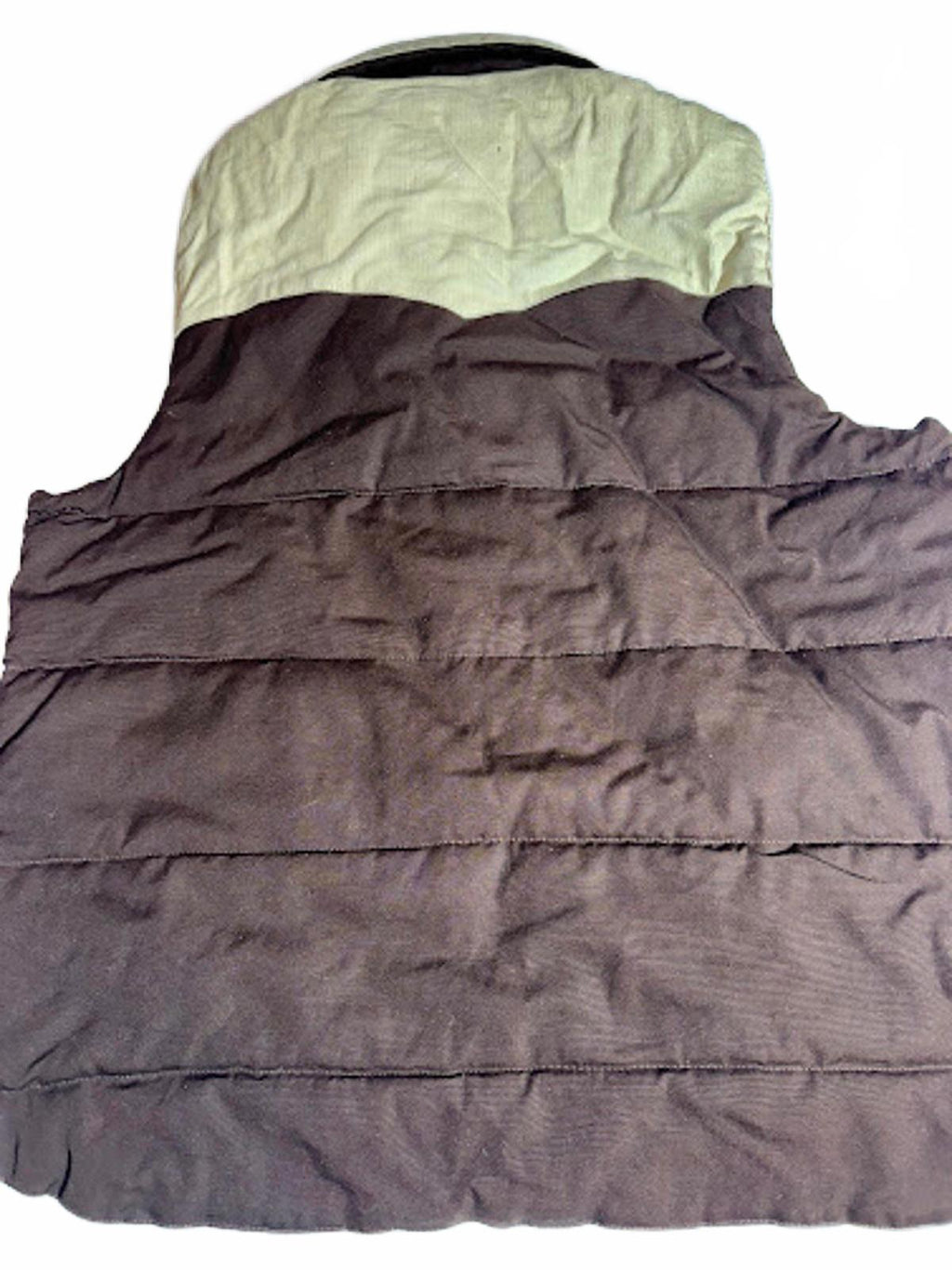 Vintage Blue Sky Quilted Snap Vest Brown Cream