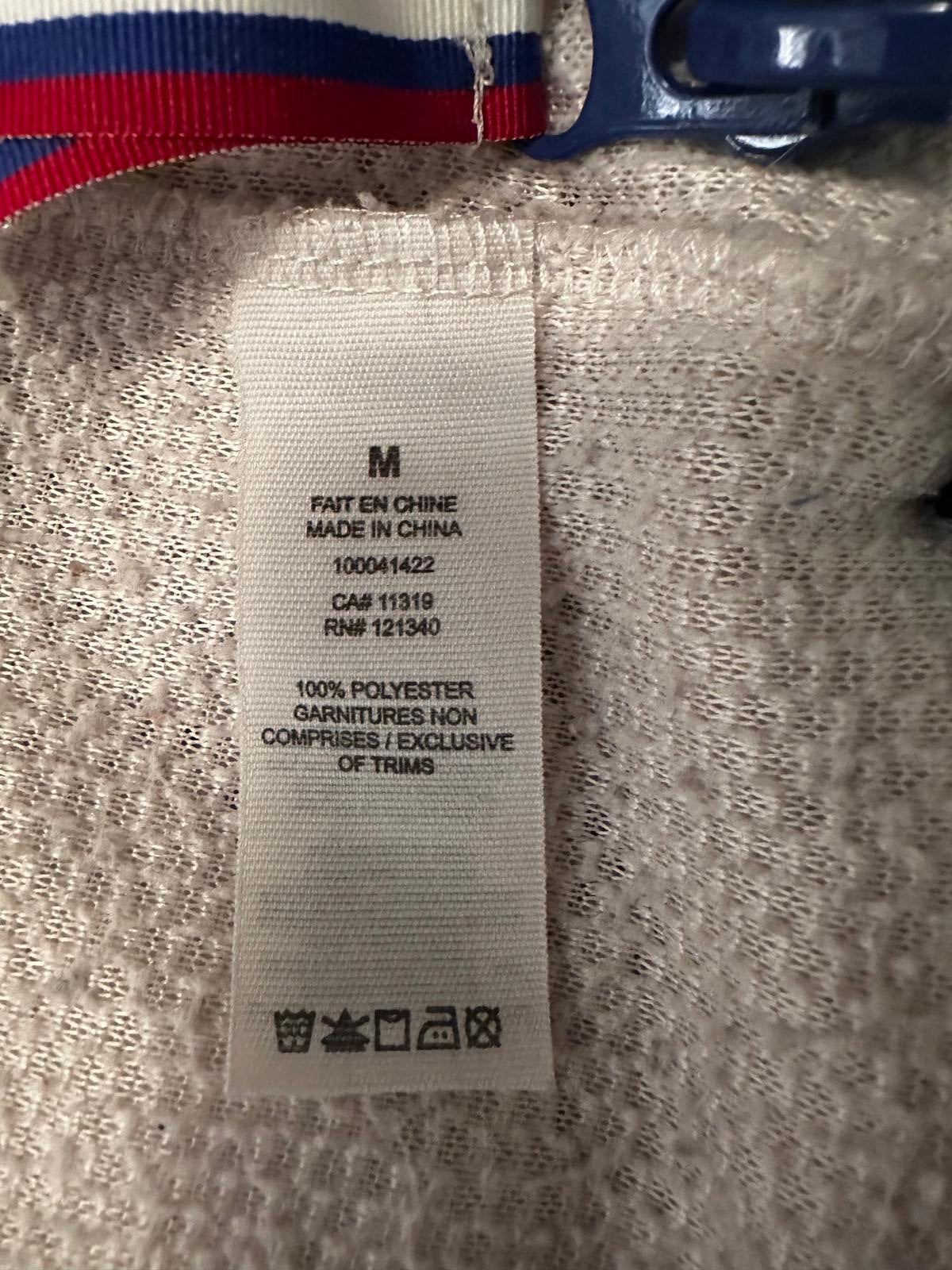 Garage Sherpa Fleece Zip Jacket Cream Red Blue Stripe M