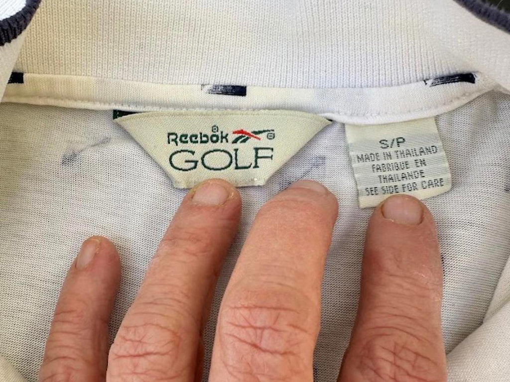 Vintage Reebok Golf Polo White Patterned S