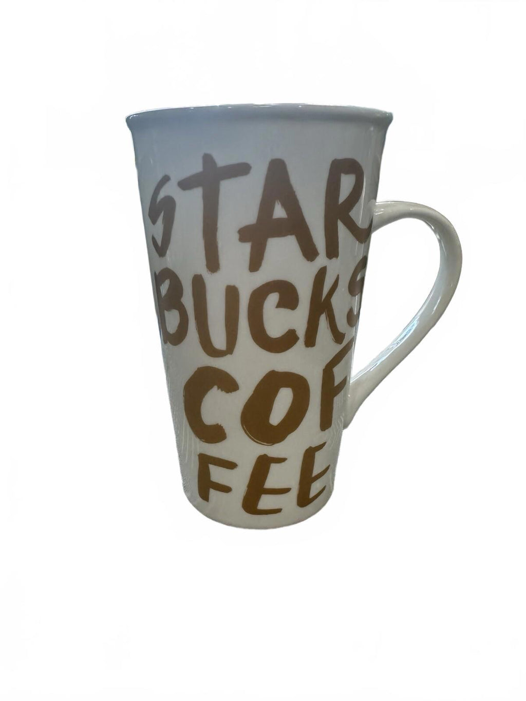 Starbucks 2015 Tall Coffee Mug Gold Graffiti Letters with White 16oz